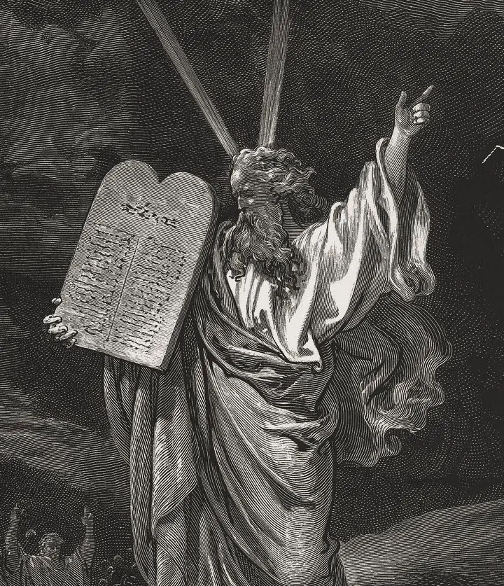 Moisés desce do Sinai com as tábuas da Lei (gravura de Gustave Doré)