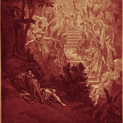 O sonho de Jacó: a escada com os anjos (gravura de Gustave Doré)